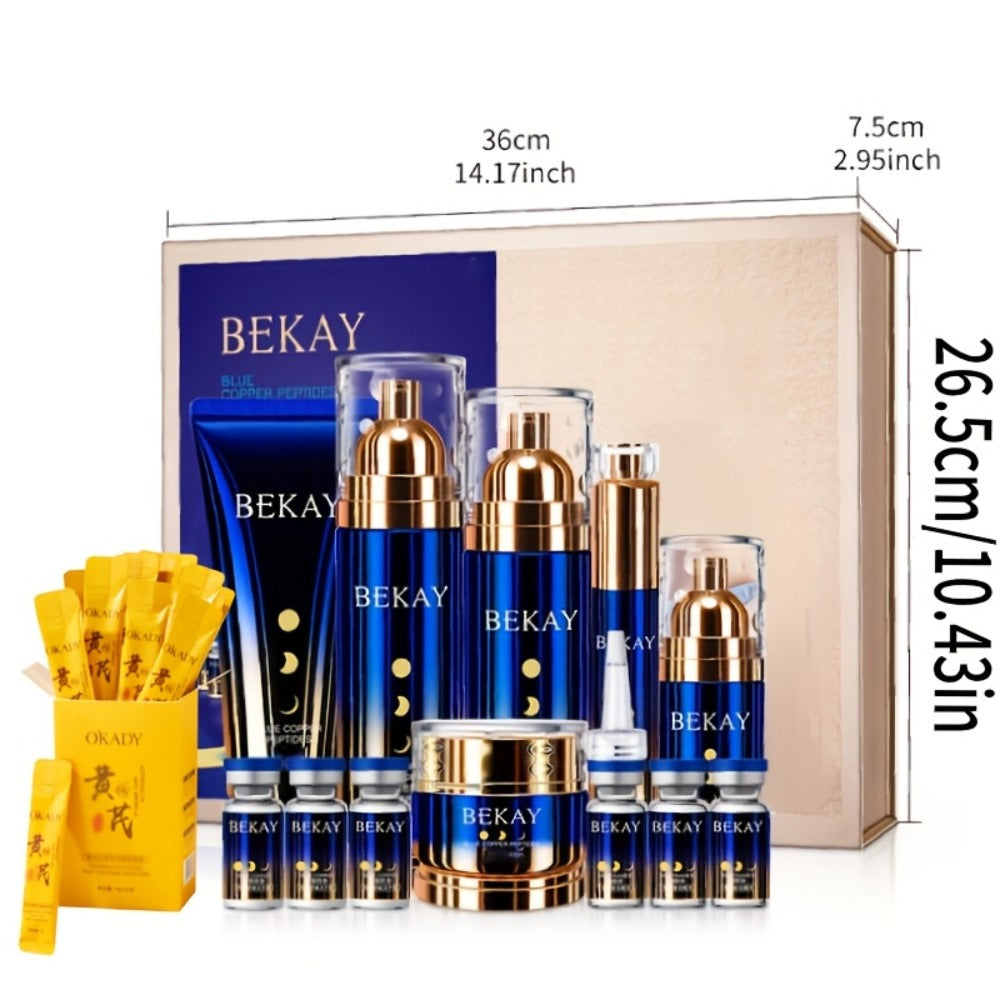 12-Piece BEKAY Skincare Gift Set with Blue-and-Gold Cleanser, Toner, Lotion, Cream and Eye-Care Collection — image 4