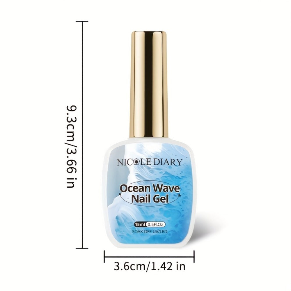 Gel Nail Polish NICOLE DIARY 2-Piece Watercolor and Ocean-Wave Set with Two 15ml Bottles for DIY Art — image 5