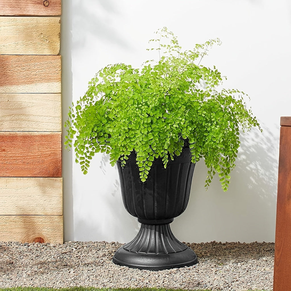 Plastic Urn Planters 2 Pack Outdoor Indoor Flower Pots with Pedestal Front Porch Decor Garden Patio Wedding Party Home Decor 