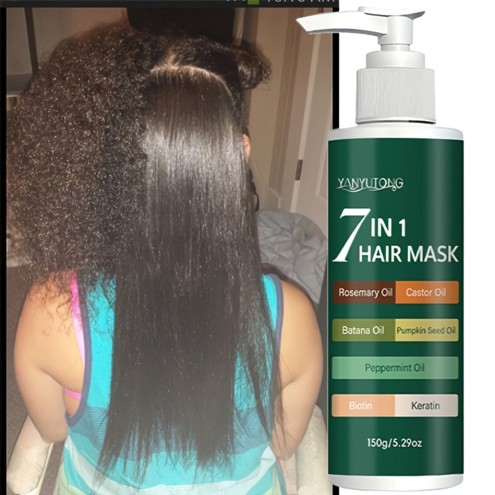 150g 7-in-1 Hair Mask in Green Pump Bottle with Rosemary, Batana, Peppermint and Pumpkin Seed Oils — image 4