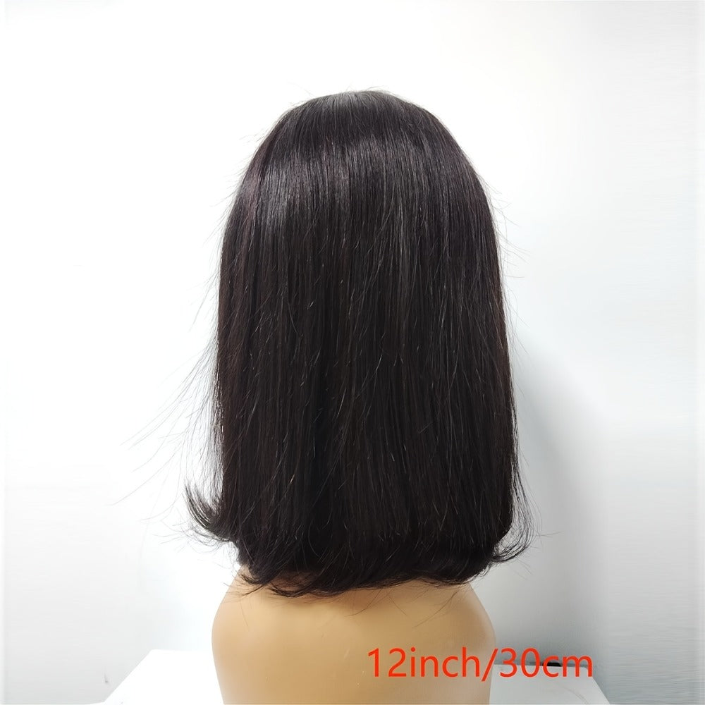 Lace Front Bob Wig Human Hair T Part 13x4 Pre-Plucked 180% Density Straight Side Part Natural, for Home, Travel and Salon Hai