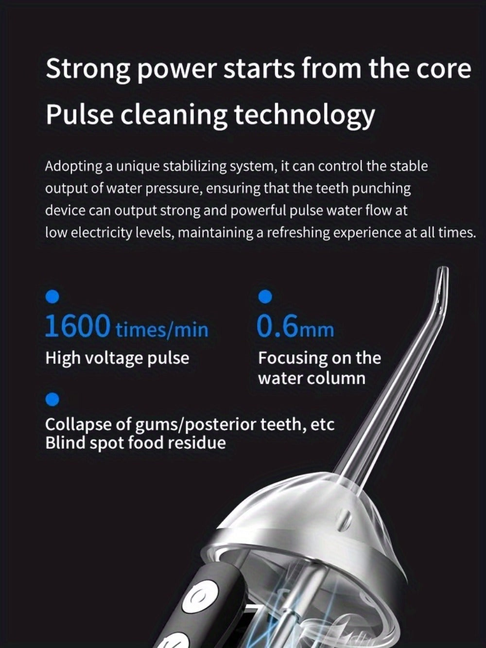 Water Flosser Portable Three-Mode Oral Irrigator with Brush Head Attachment, USB Charging and White, Black or Pink Options — 