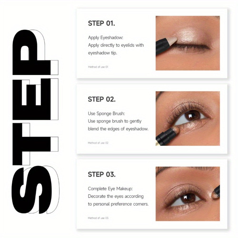 Metallic Eyeshadow Stick Set 9pcs Waterproof Long-Lasting Eye Makeup Kit – Shimmer Crayon Eye Brightener Highlighter & Eyelin
