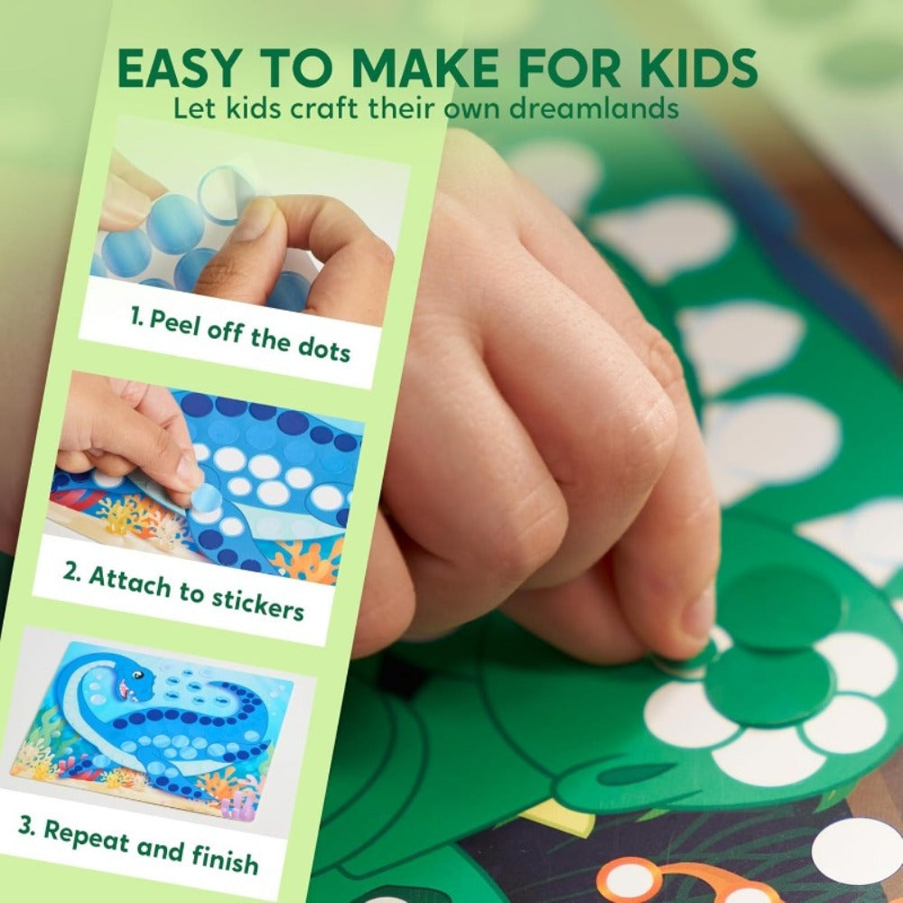 Dinosaur Dot Sticker Art Kit with 12 Picture Canvases and More Than 1, 400 Colored Dot Stickers — image 6