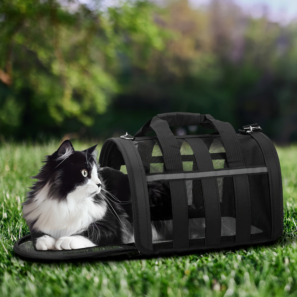 Arched Mesh-Panel Pet Carrier with Top Handles, Seven Colors and Complete S, M and L Size Grid — image 6