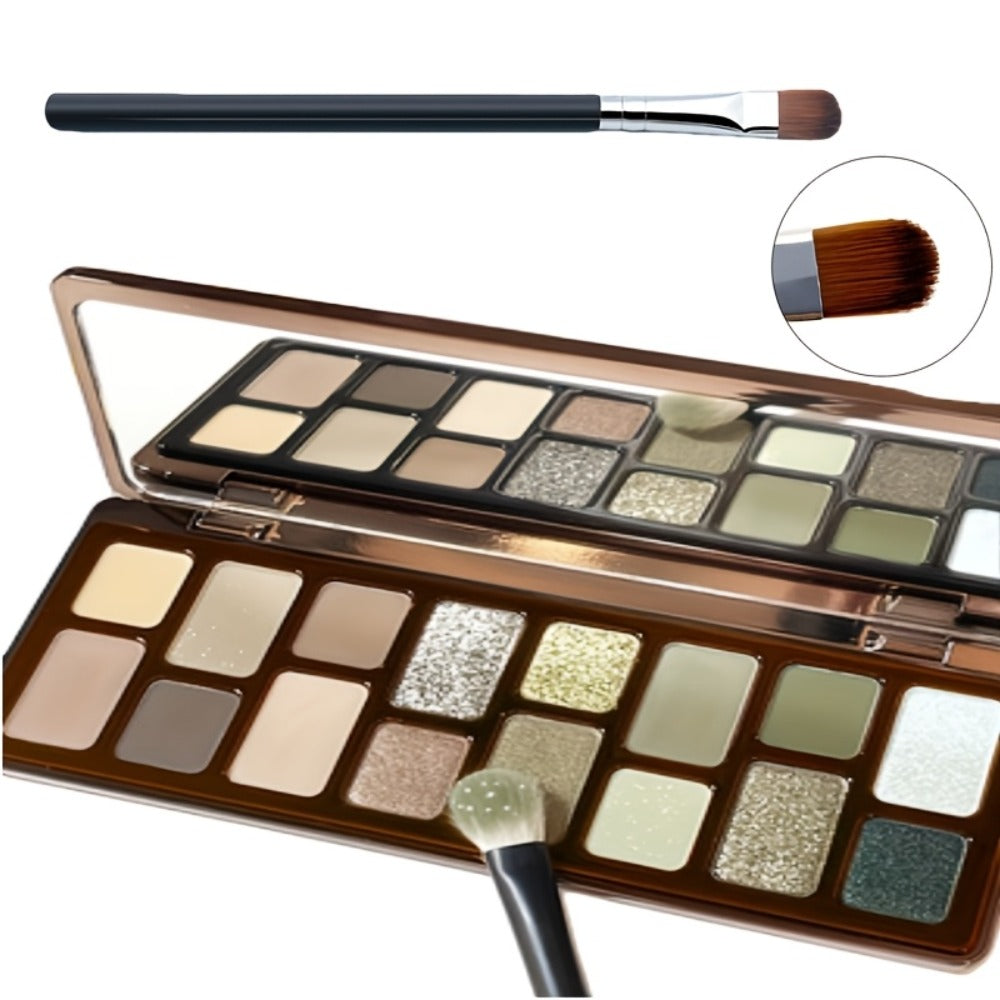 Eyeshadow Palette 16-Shade Brown and Green Compact with Matte, Shimmer and Glitter Finish Mix — image 3
