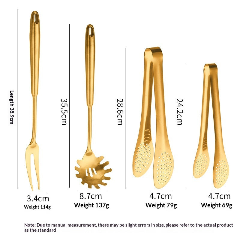 304 Gold-Plated Spatula And Strainer Set, 12-Piece Set