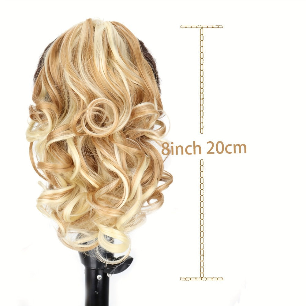 Hair Extensions Curly 8-Inch Synthetic Ponytail with Claw Clip and Eight Dark, Brown and Blonde Colors — image 7