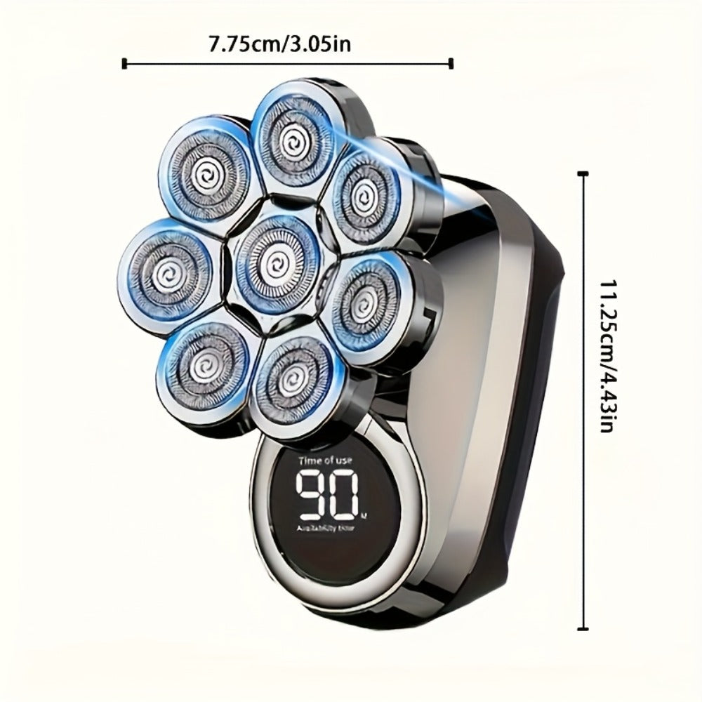 9D Floating Head Electric Razor for Bald Men 5-in-1 Grooming Kit Beard Trimmer Nose Hair Trimmer Facial Cleanser Body Groomer