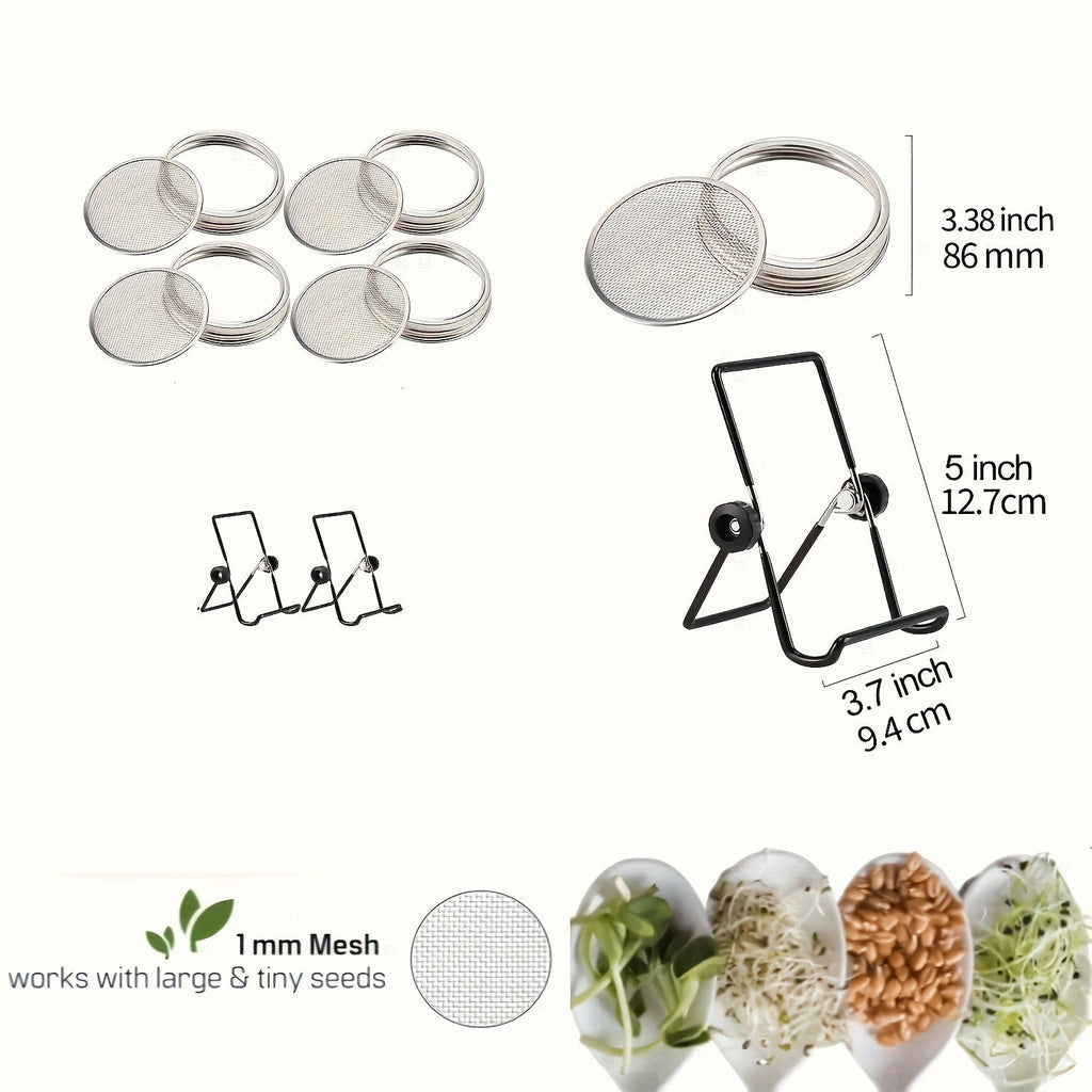 Sprouting Lids for Mason Jars 316 Stainless Steel Screen, 2pcs Lids & 2pcs Stands Wide Mouth Germination Kit — image 4