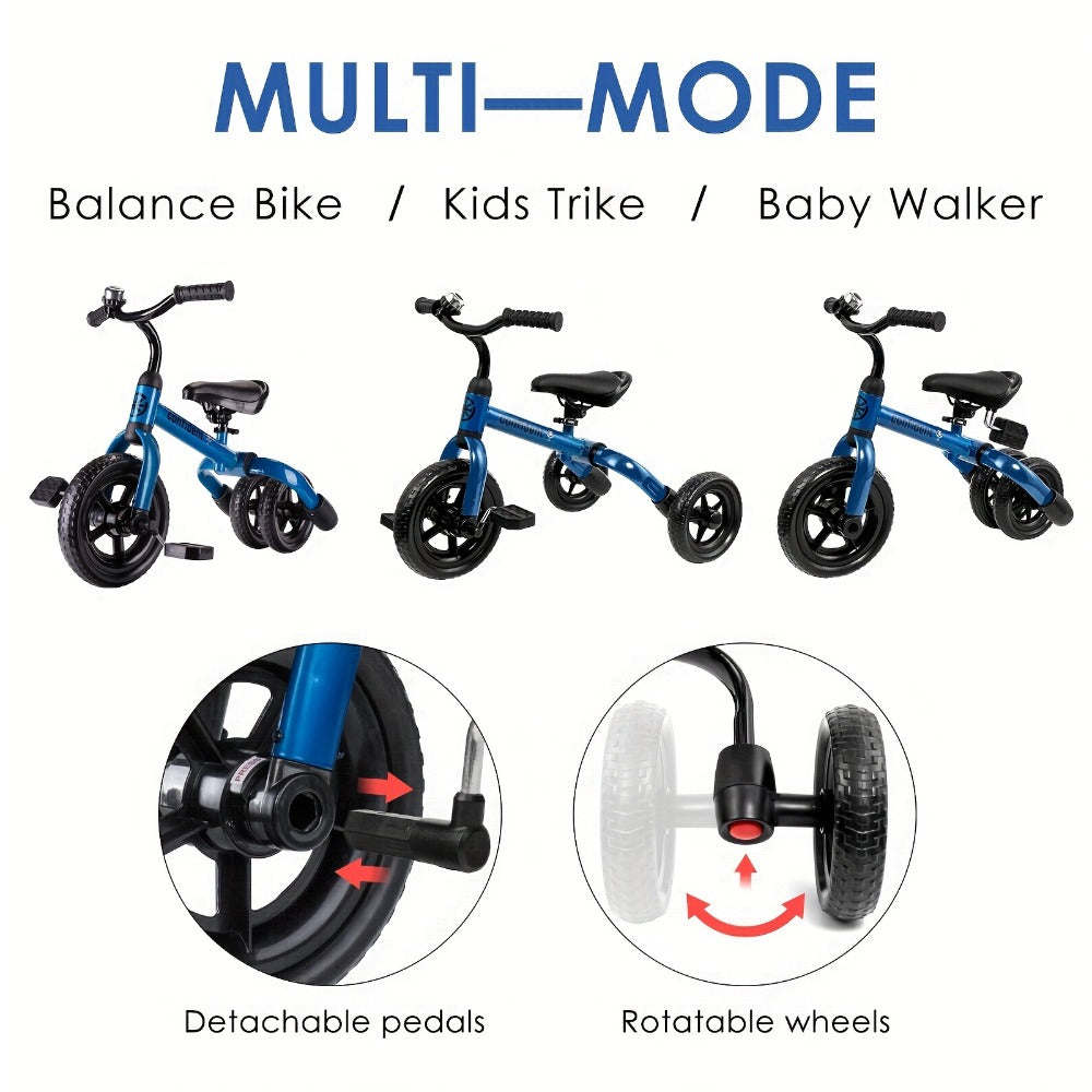 3-in-1 Toddler Tricycle & Balance Bike for Kids Ages 2-5, Folding Trike with Adjustable Seat & Removable Pedals — image 5