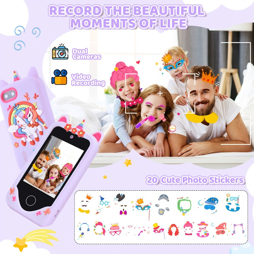 Unicorn Toy Phone in Pink or Purple with Dual Cameras, Touchscreen Interface and 32GB SD Card Label — image 7