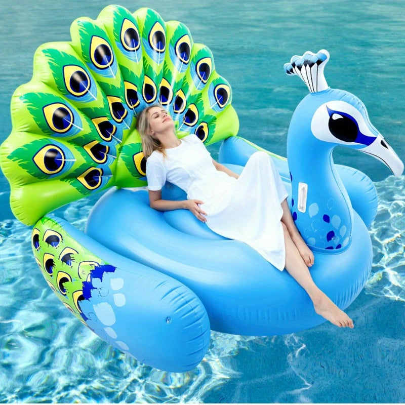 Pool Float Peacock-Shaped Two-Person Raft, 66 x 62 x 48 Inches, 0.30mm PVC and 400lb Listed Capacity — image 1