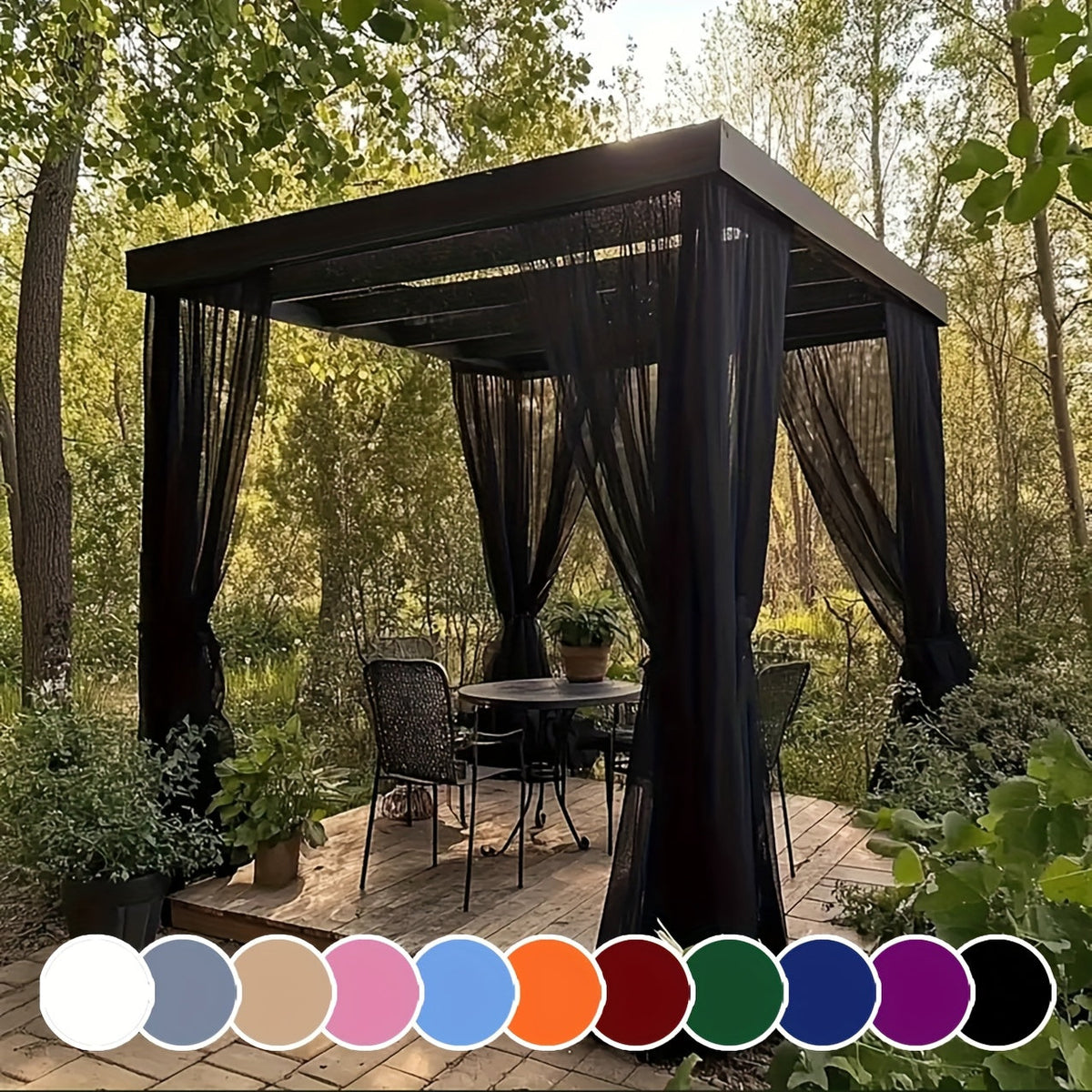 Outdoor Curtains | Sheer Mesh Rod Pocket Patio Gazebo Porch Wedding — image 2
