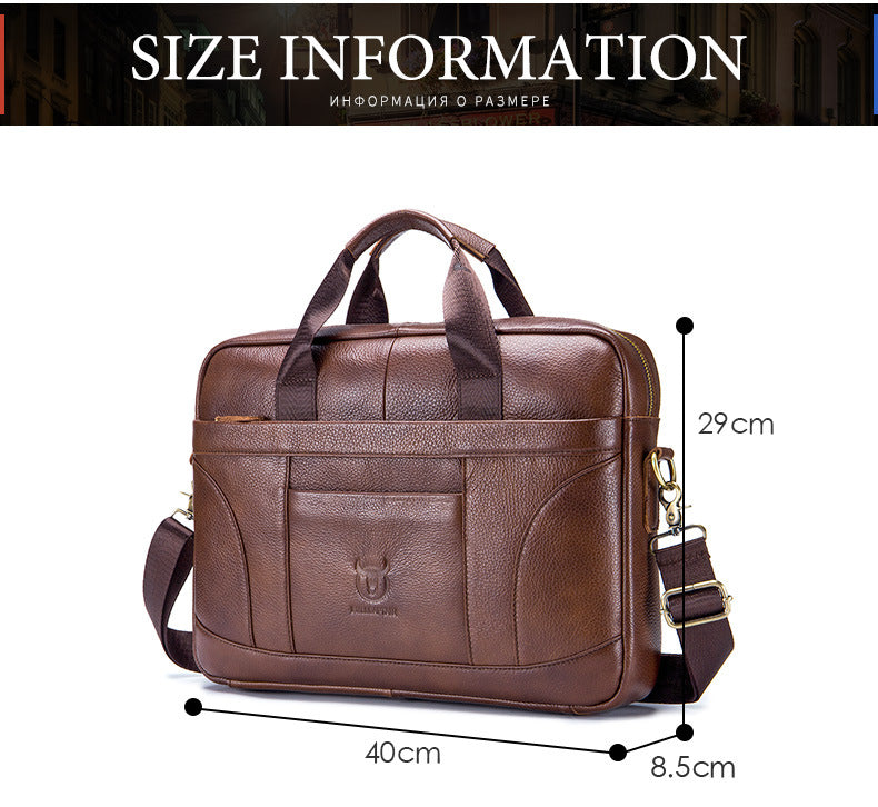 Full-grain Leather Large-capacity Men's Briefcase