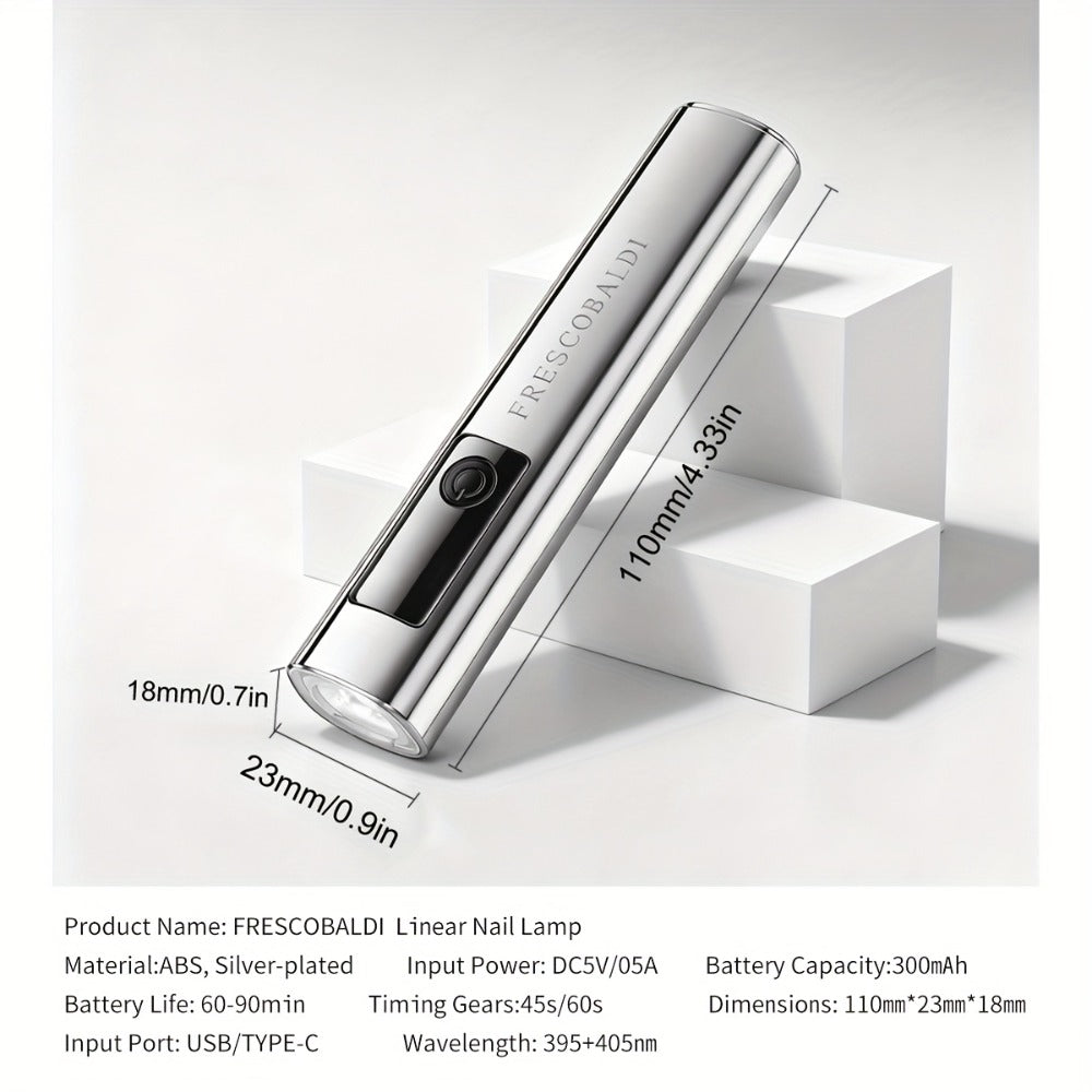 Metallic Handheld Linear UV/LED Nail Lamp with 45s/60s Timers, Type-C Input and 300mAh Label — image 6
