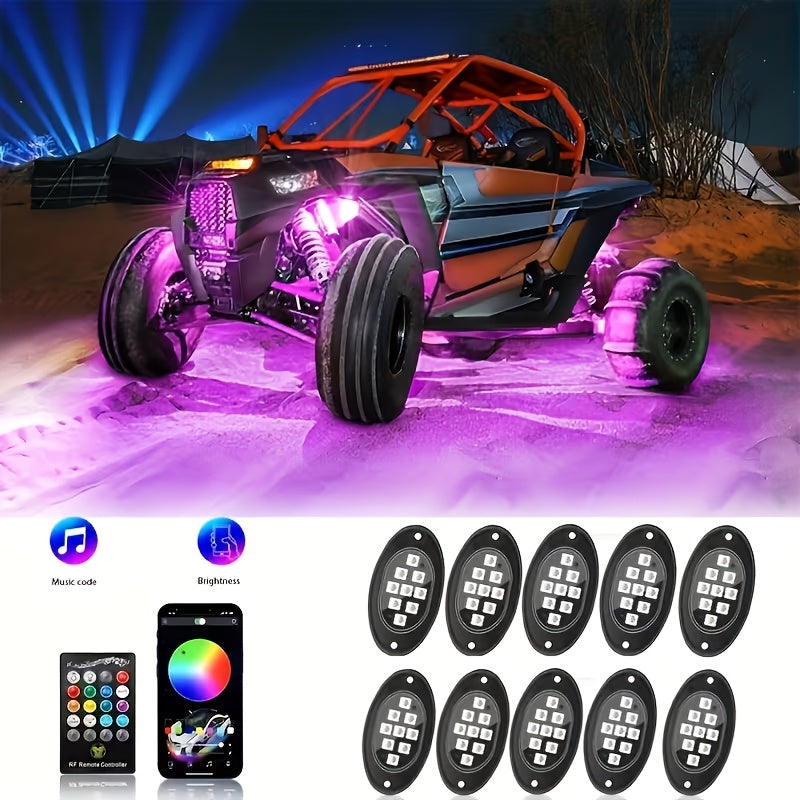 RGB LED Rock Lights Kit for Trucks & Off-Road – App & Remote Control, Music Mode, Underglow Neon Lights for SUV, ATV, UTV — i