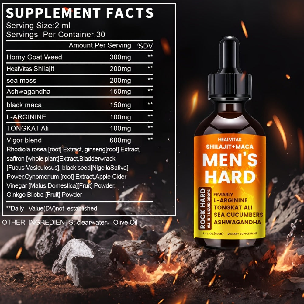 Shilajit and Maca Men's Health Supplement Liquid Drops in One Labeled 2.03 fl oz Dropper Bottle — image 7