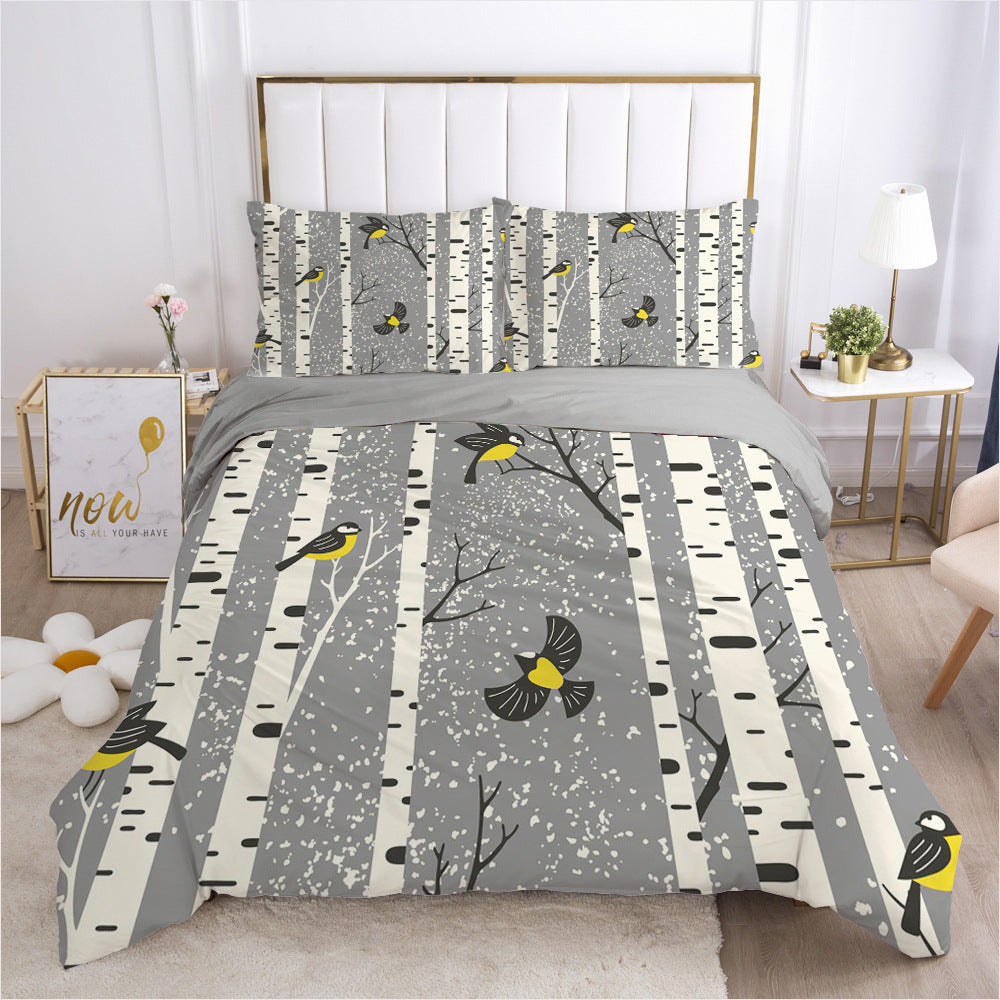 Nordic Spring Bedding Set Green Leaf Quilt Cover