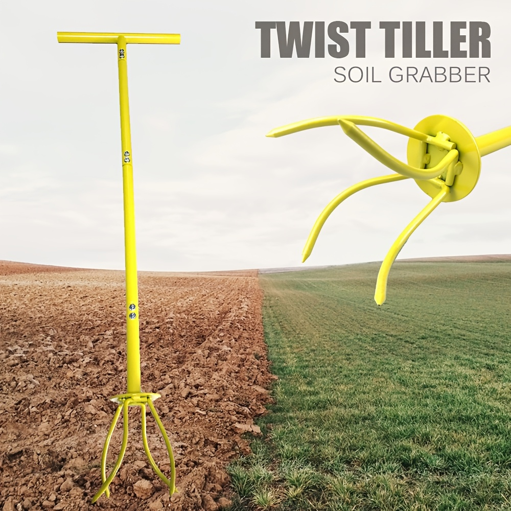 Garden Cultivator Manual Soil Loosener & Scarifier, Heavy-Duty Detachable Ergonomic Handle, Multi-Function Tool for Lawn Aera
