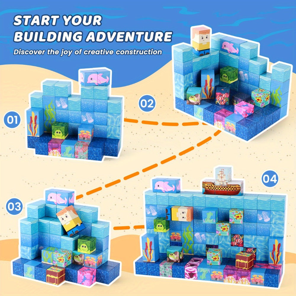 Ocean Adventure Magnetic Building Blocks 54/100pcs with the Listed Color, Size or Set Options for Everyday Use — image 18