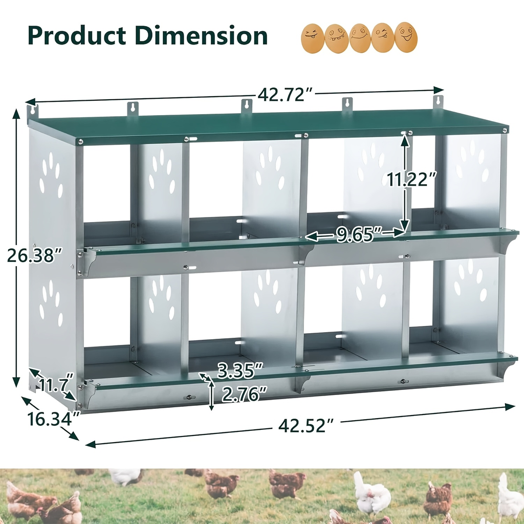 Metal Chicken Nesting Box Galvanized Steel 3-10 Compartment Roll-Away — image 16