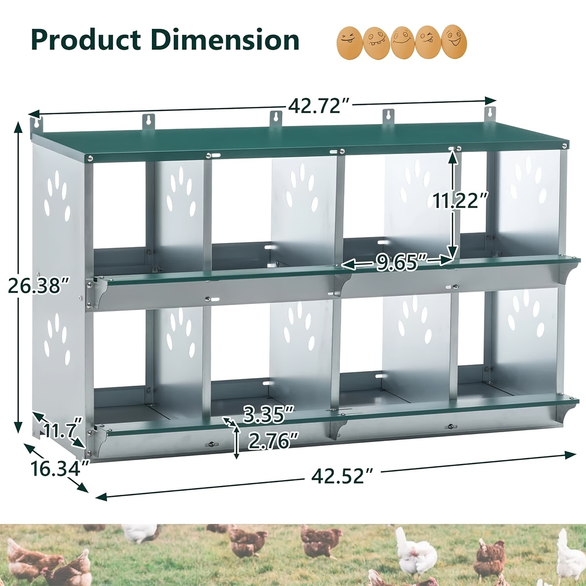 Metal Chicken Nesting Box Galvanized Steel 3-10 Compartment Roll-Away — image 16