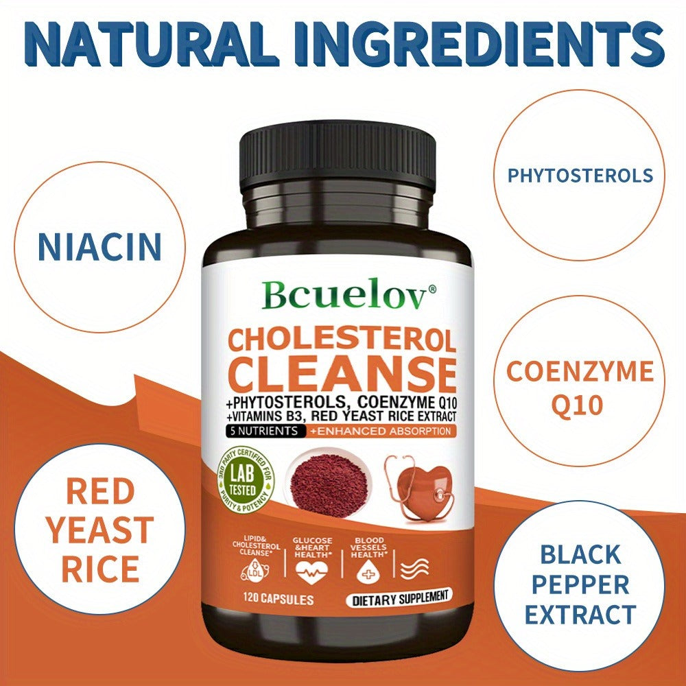 Herbal Supplement with Bcuelov Label, Phytosterols CoQ10 and Red Yeast Rice Capsules, 120 Count — image 9