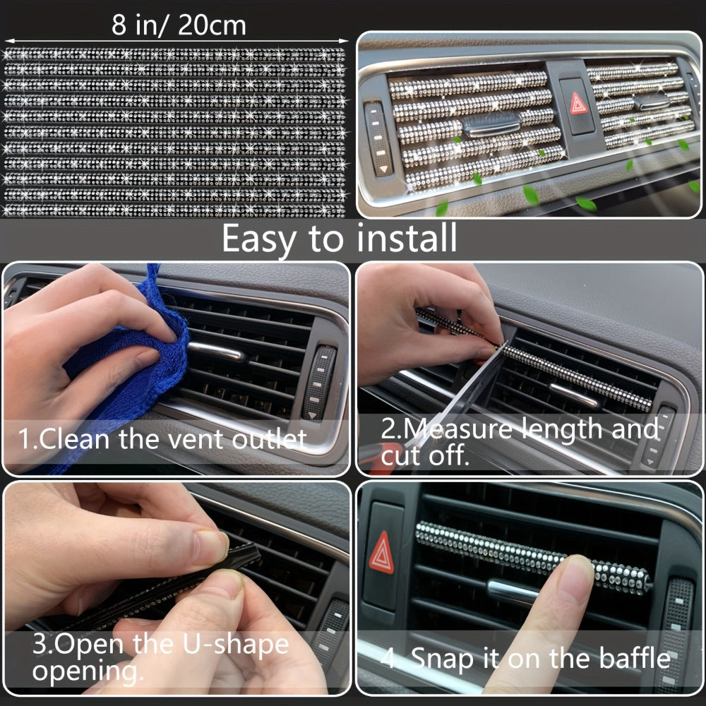 30-Piece Bling Car Interior Accessories Set with 15-Inch Steering Wheel Cover, Seat Belt Pads and Trim — image 10