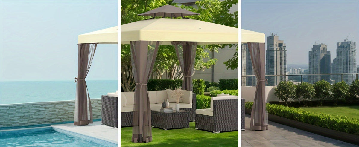 Gazebo with Mosquito Netting Steel Frame, Backyard Garden BBQ Party for Grilling, Camping and Outdoor Meals — image 12