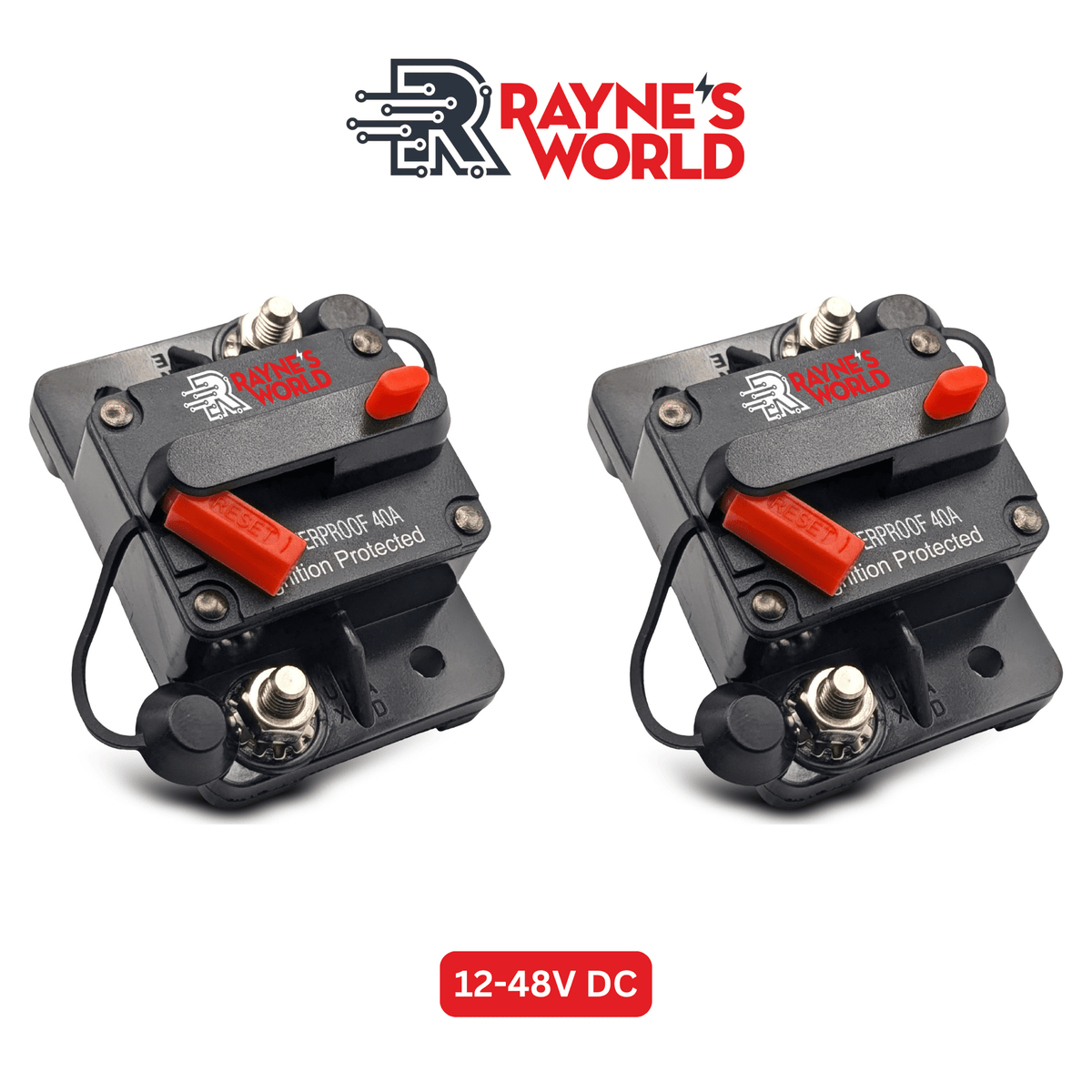 DC Circuit Breaker 40-300 Amp 12V-48V Waterproof Manual Reset – 2 Pack for Car Audio, Solar, Marine, ATV & RV Systems — image