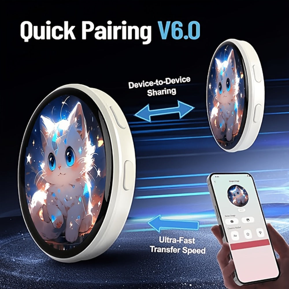 Electronic Anime Badge with Display Screen, Dynamic Touch, High Frame Rate, 600mAh Battery, Bluetooth 6.0 & USB Magnetic Char