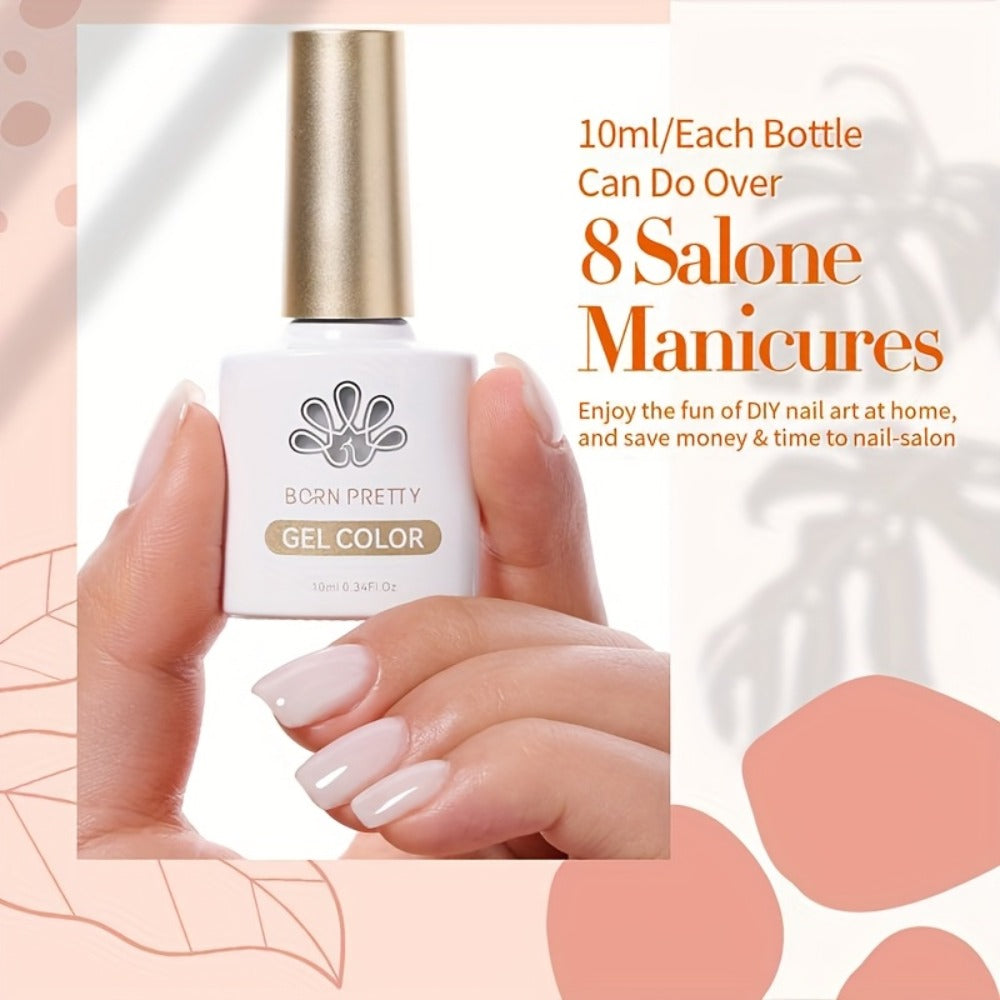 Gel Nail Polish in 10ml Translucent Jelly with 6 Milky, Snow-Glitter and Nude Shade Options — image 25