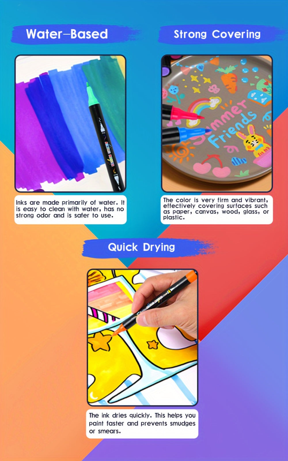 Acrylic Paint Markers Brush & Fine Dual Tip 30 48 60 Colors with the Listed Color, Size or Set Options for Everyday Use — ima