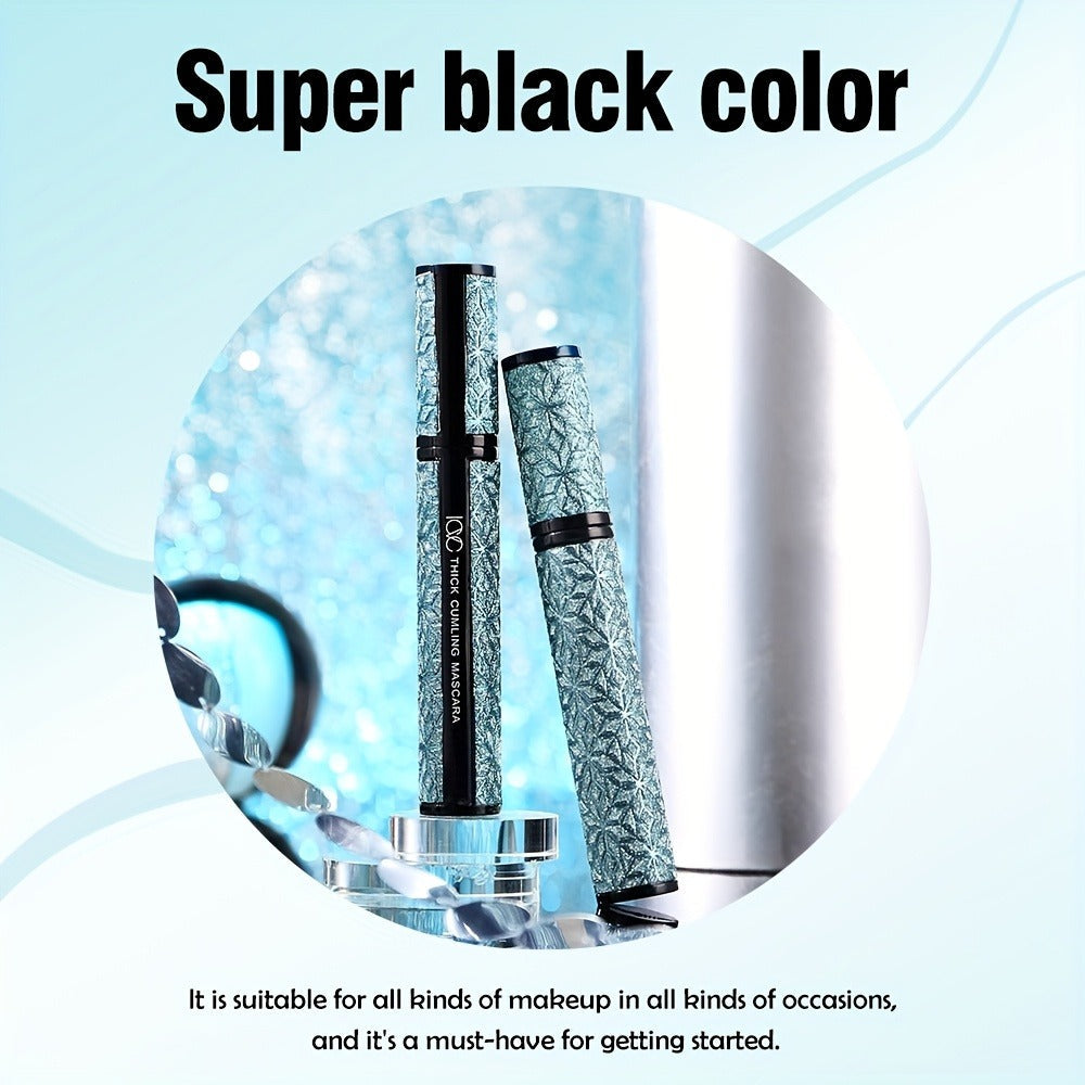 Black Mascara Three-Piece Set in Tall Silver Crystal-Pattern Tubes with Straight Black Bristle Wands — image 7