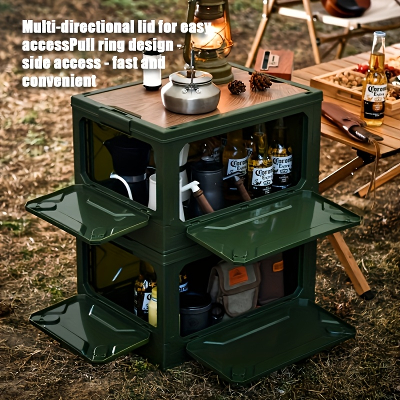 Folding Storage-Box Table with Five Access Doors and Wood-Look Top in One- or Two-Piece Color Options — image 12