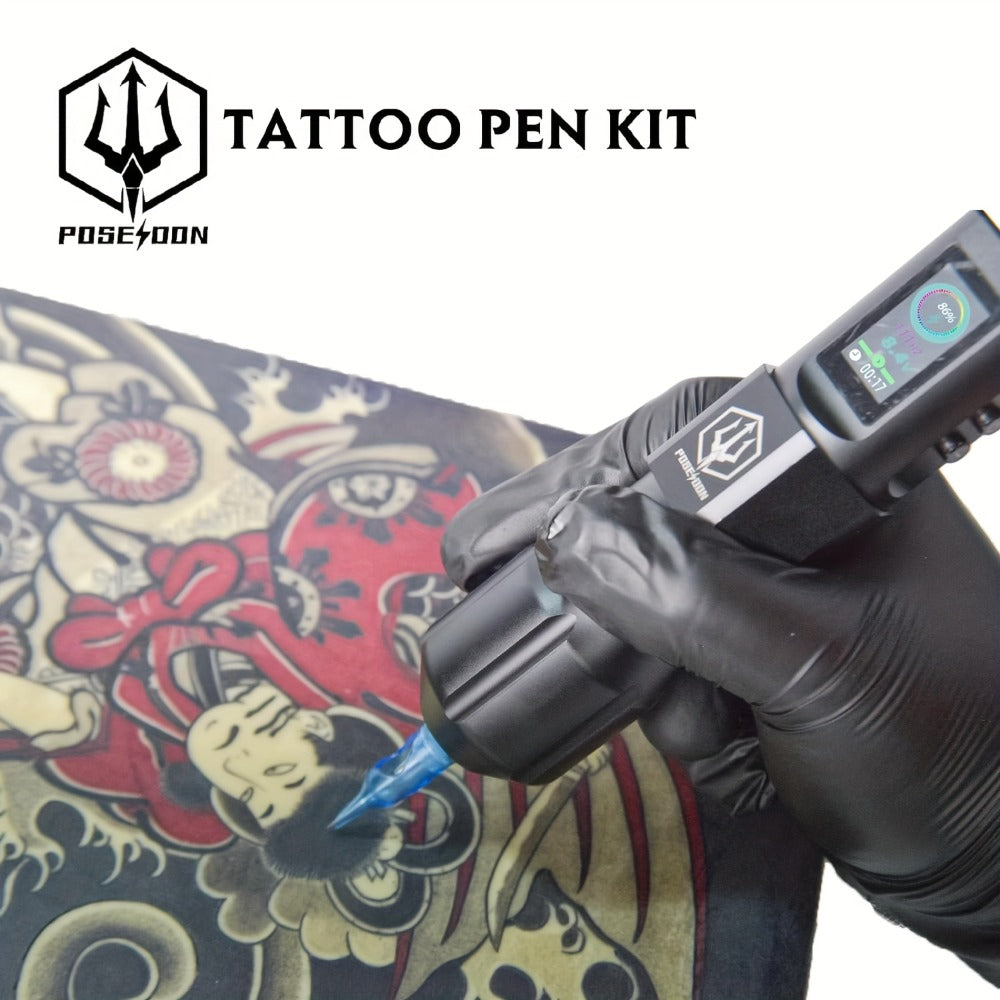 Professional Tattoo Machine Kit Wireless with LED Display - LTK08 Rotary Pen 20 Needles for Temporary Body Art, Festivals and