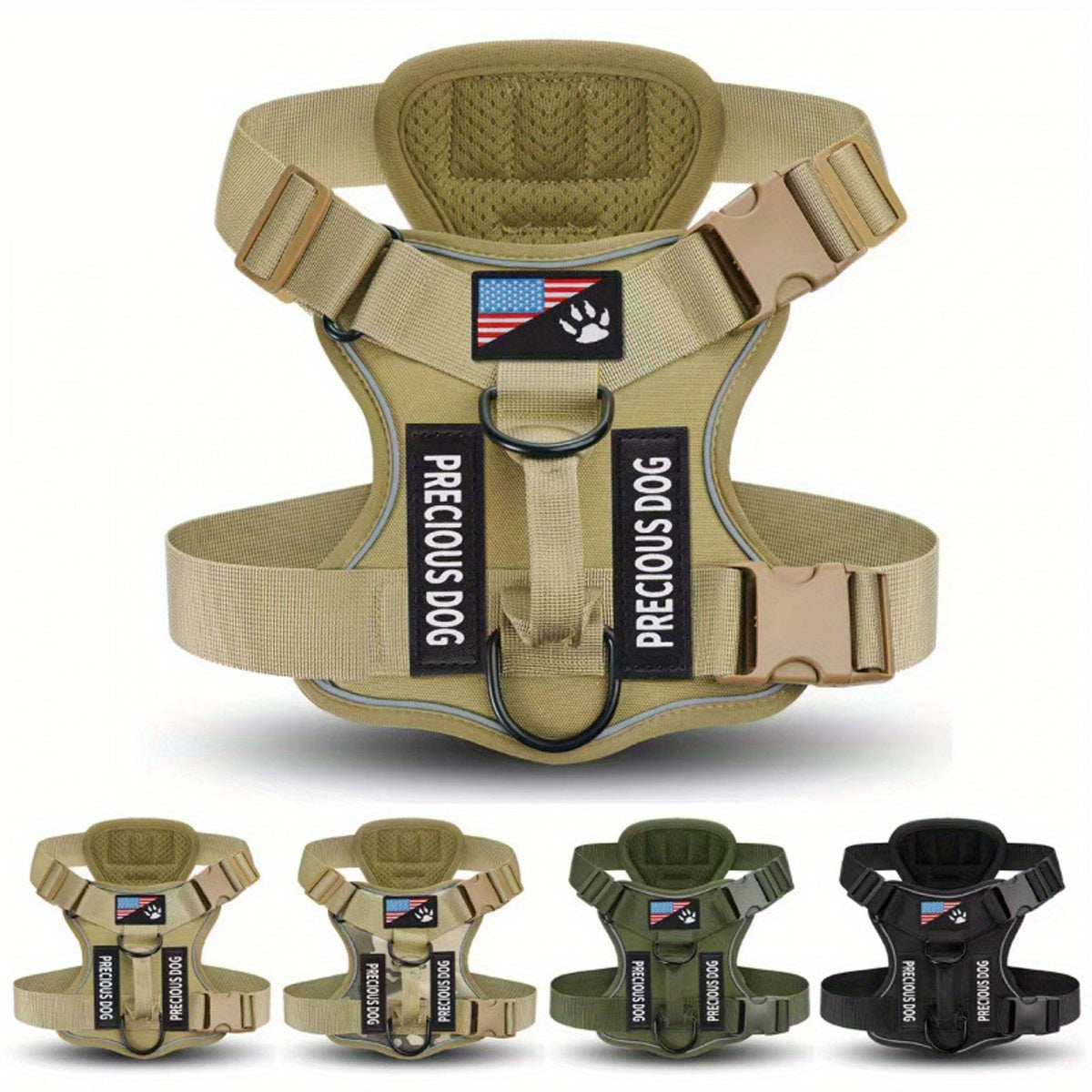 Compact Patch Dog Harness in Black and Three Green Styles with S, M, L and XL Size Options — image 1