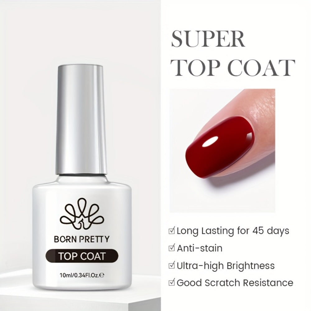 Gel Nail Prep Kit 4-Piece BORN PRETTY – Nail Dehydrator 15ml, Primer 15ml, Base Gel 10ml & Super Top Coat 10ml for Semi-Perma