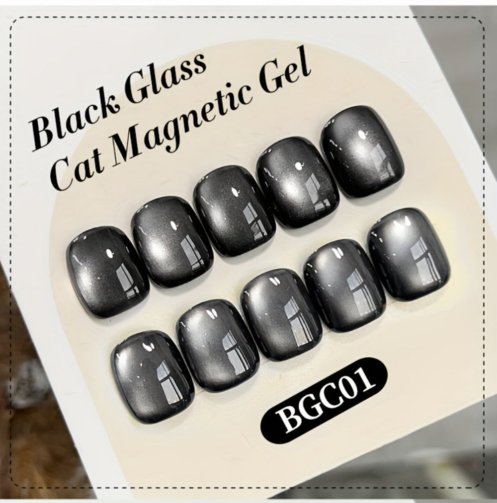 Gel Nail Polish in 10ml Black Magnetic Cat-Eye with Glass-Bead Shimmer, BGC01 or MY49 for Shimmer Art — image 15