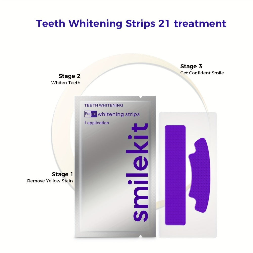 Teeth Whitening Strips 28 Pairs Purple Color Corrector Peroxide Free Enamel Safe Gentle Whitening Kit — image 7