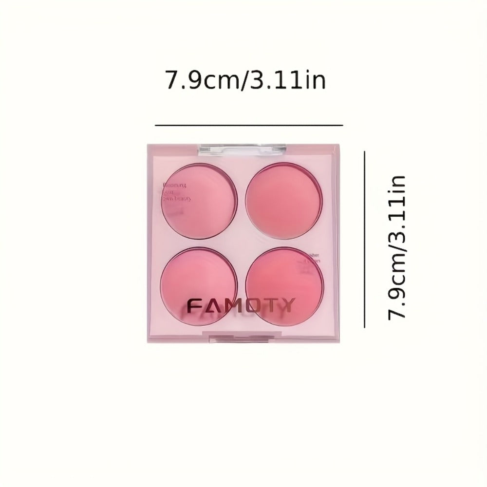 Blush Palette with Brushes Set 4-in-1 – Low Saturation Matte Powder Soft Gradient Finish, Buildable Coverage for Cheeks & Eye