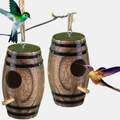 Hummingbird Nest Handcrafted Wood Vintage Barrel Hanging Outdoor Decor — image 4