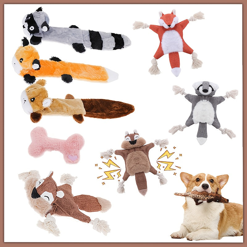 Dog Toy Plush Rope Animal-Print Squeaker Set with Random 6, 8 or 10-Piece Options and No Batteries — image 18
