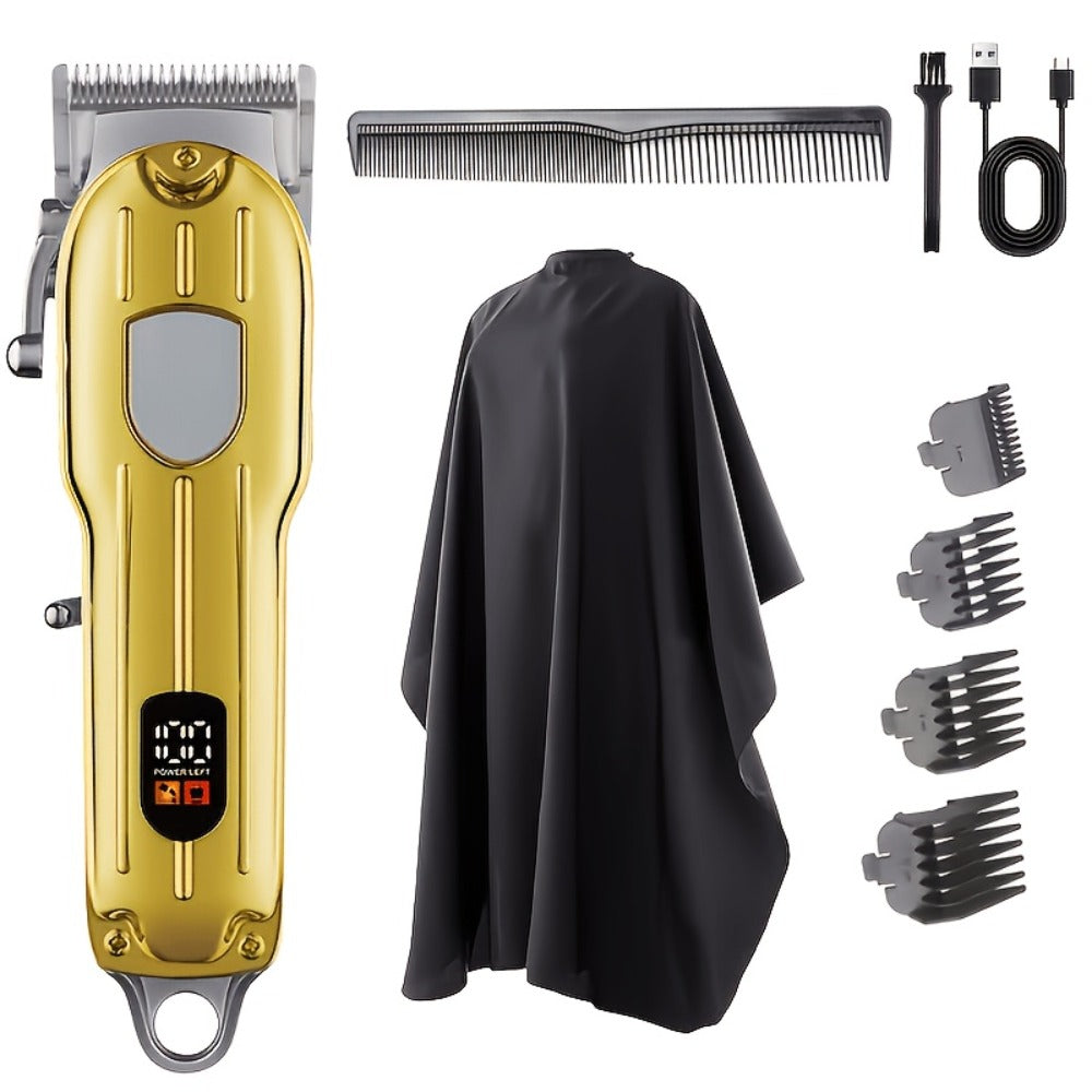 Barber Hair Clipper Kit for Men – USB Rechargeable Digital Size Adjustment, Complete Set with Scissors & 4 Limit Combs — imag