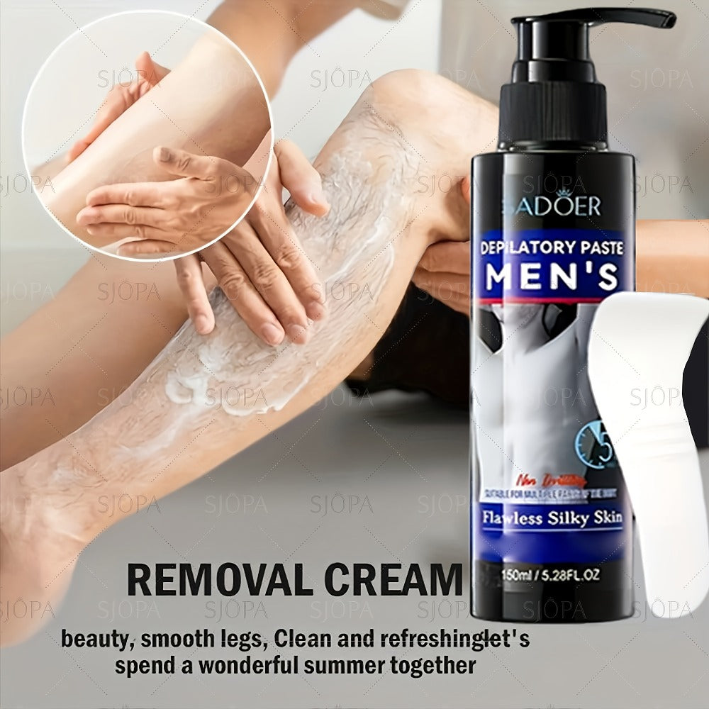 Hair Removal Cream ADOER 150ml Pump Bottle for Men’s External Chest Back Arm and Leg Grooming — image 1