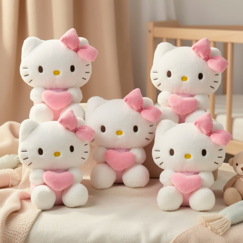 Hello Kitty Kuromi Plush Set 5pcs, Official Licensed Sanrio Stuffed Animals Holding Hearts — image 8