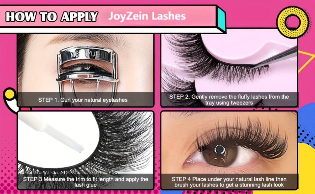 Wispy Cat-Eye False Eyelashes, 30-Piece Pack with Clear Bands in Stacked Pink Storage Trays — image 9