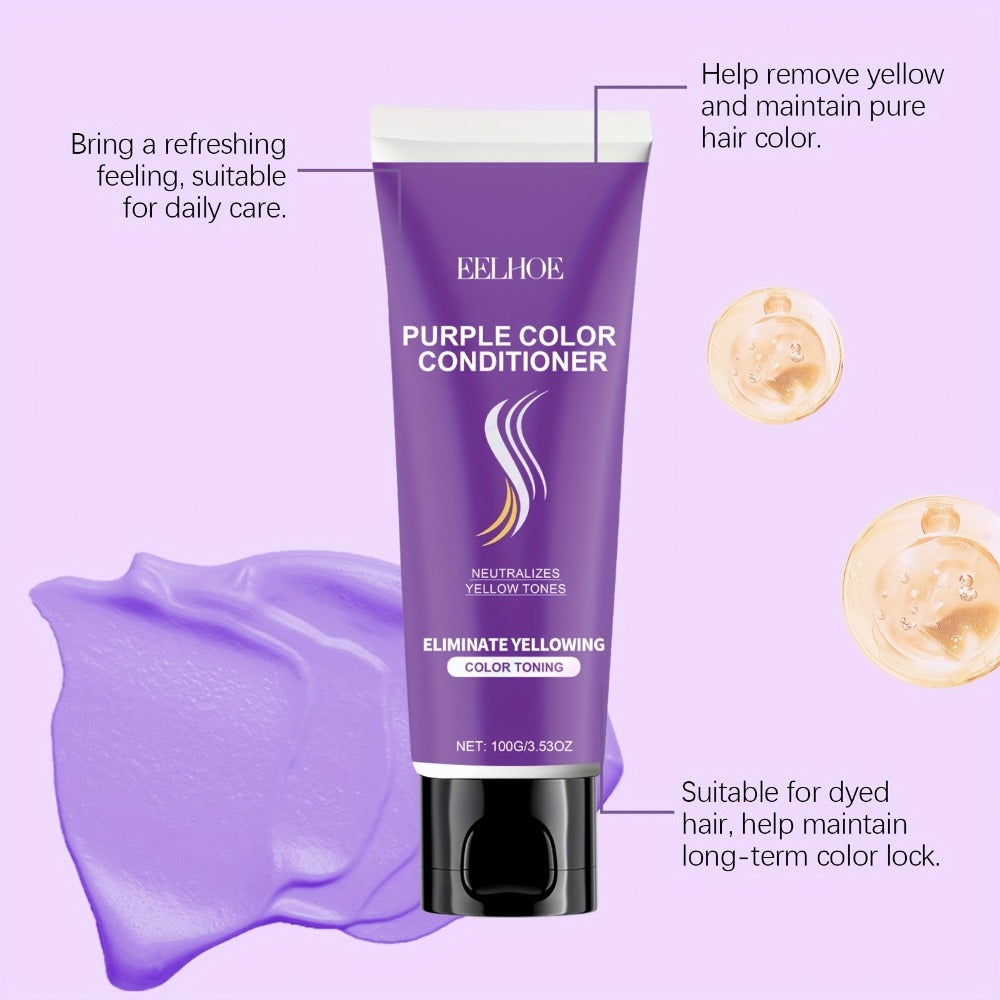 Three-Piece Purple Hair Care Set with Shampoo, Conditioner and Coordinated Argan Oil Bottle — image 4
