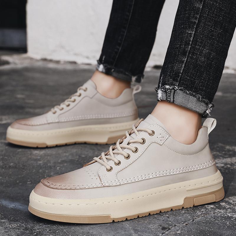 Men's Premium Cowhide Casual Sneakers - Fashion Leather Trainers